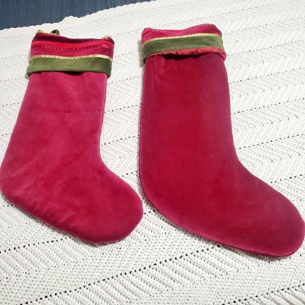Vintage Red Velvet Christmas Stockings Set of 2